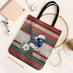 Aussie Fairy-wren Christmas Tote Bag Festive Knitted Pattern Inspired