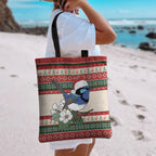 Aussie Fairy-wren Christmas Tote Bag Festive Knitted Pattern Inspired