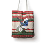 Aussie Fairy-wren Christmas Tote Bag Festive Knitted Pattern Inspired