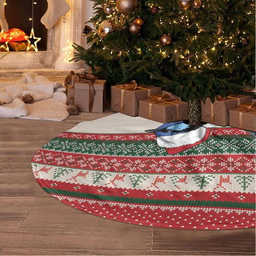 Aussie Fairy-wren Christmas Tree Skirt Festive Knitted Pattern Inspired