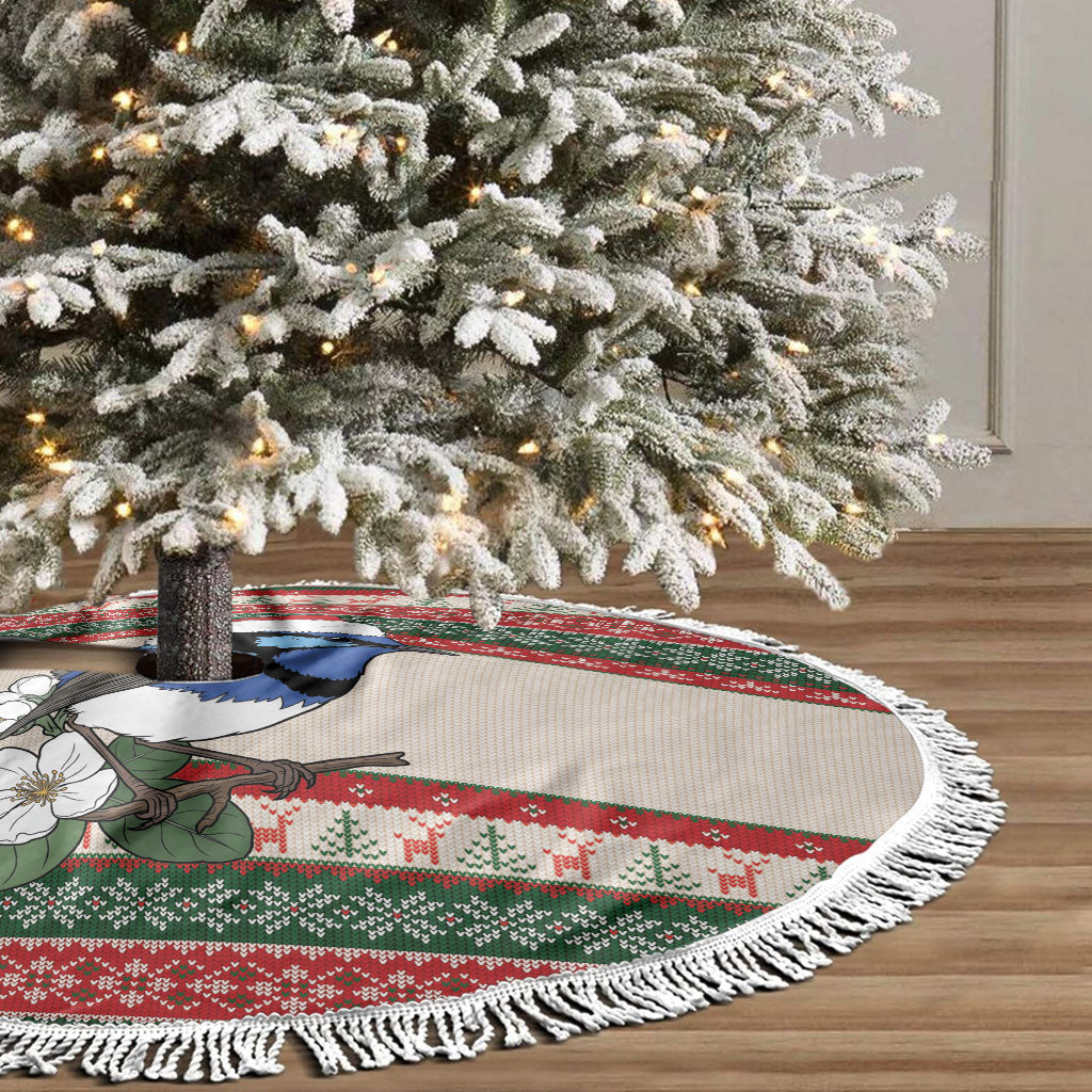 Aussie Fairy-wren Christmas Tree Skirt Festive Knitted Pattern Inspired