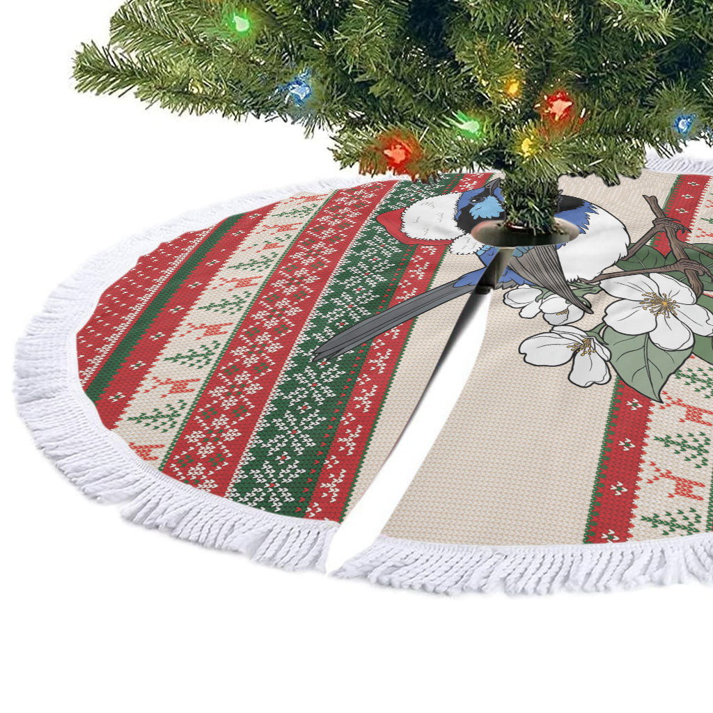 Aussie Fairy-wren Christmas Tree Skirt Festive Knitted Pattern Inspired