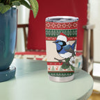 Aussie Fairy-wren Christmas Tumbler Cup Festive Knitted Pattern Inspired