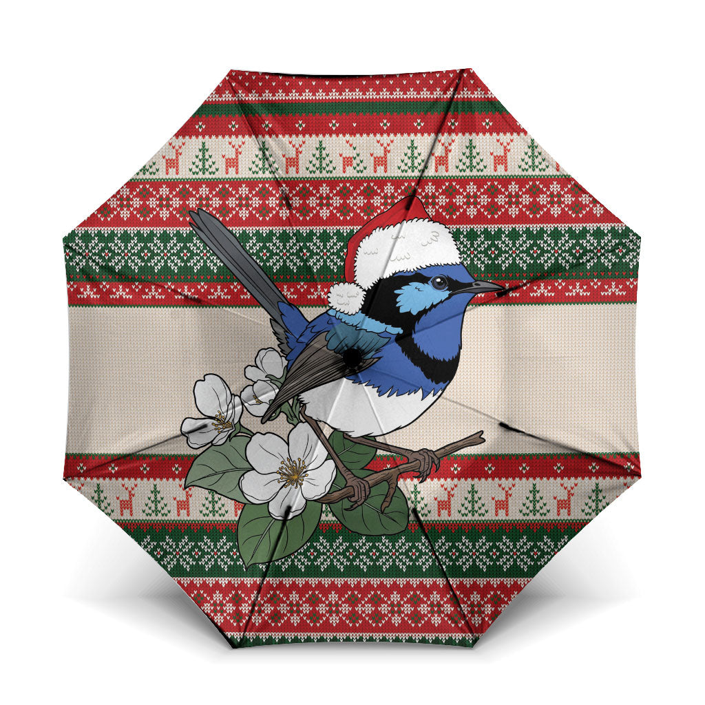 Aussie Fairy-wren Christmas Umbrella Festive Knitted Pattern Inspired