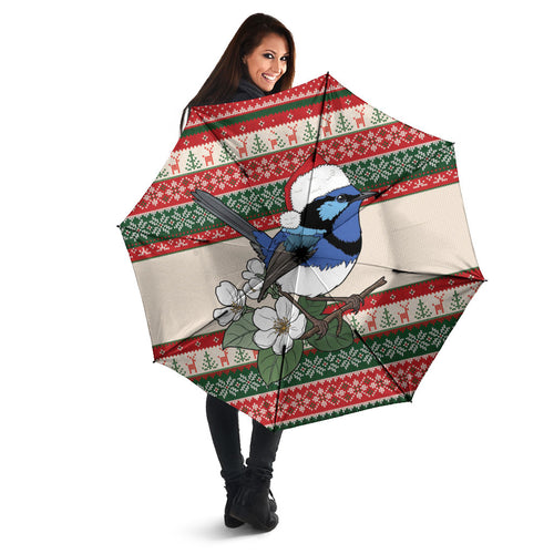Aussie Fairy-wren Christmas Umbrella Festive Knitted Pattern Inspired
