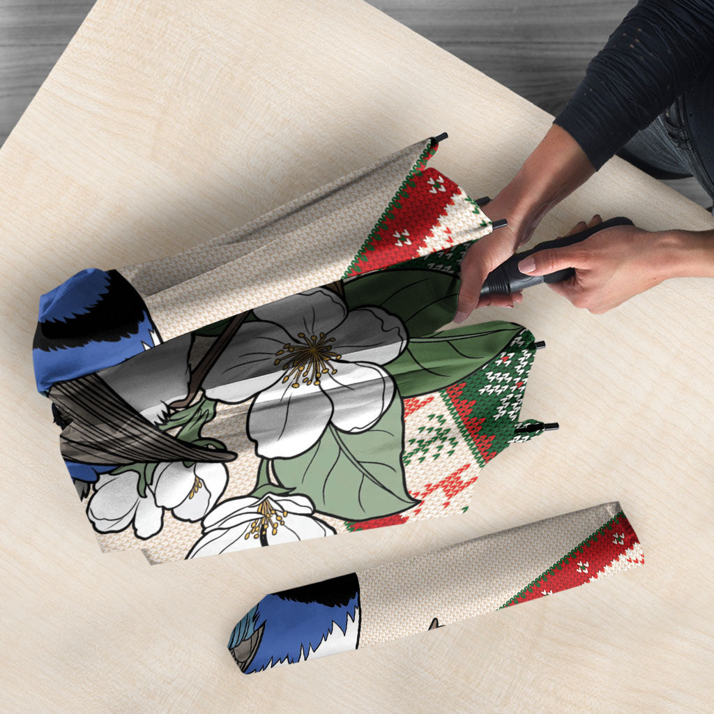Aussie Fairy-wren Christmas Umbrella Festive Knitted Pattern Inspired