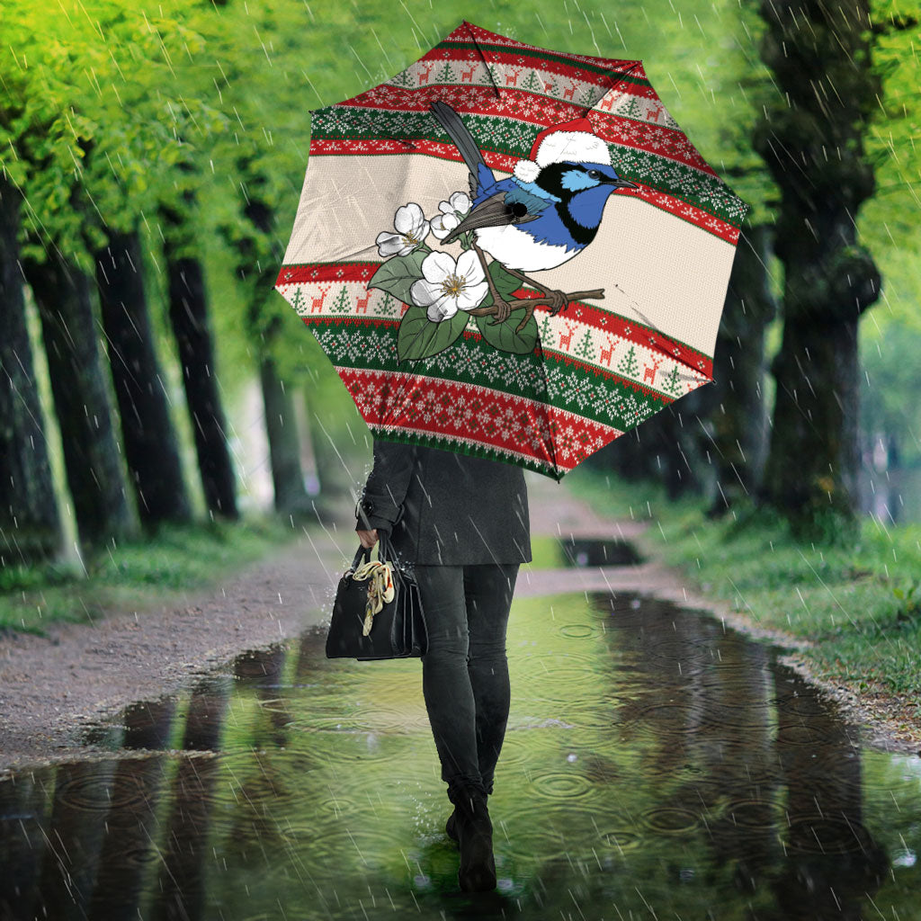 Aussie Fairy-wren Christmas Umbrella Festive Knitted Pattern Inspired