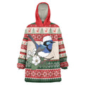 Aussie Fairy-wren Christmas Wearable Blanket Hoodie Festive Knitted Pattern Inspired