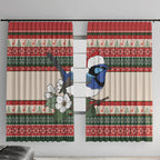 Aussie Fairy-wren Christmas Window Curtain Festive Knitted Pattern Inspired