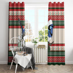 Aussie Fairy-wren Christmas Window Curtain Festive Knitted Pattern Inspired