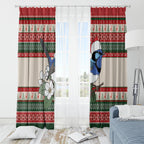 Aussie Fairy-wren Christmas Window Curtain Festive Knitted Pattern Inspired