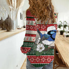 Aussie Fairy-wren Christmas Women Casual Shirt Festive Knitted Pattern Inspired