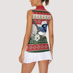 Aussie Fairy-wren Christmas Women Sleeveless Polo Shirt Festive Knitted Pattern Inspired