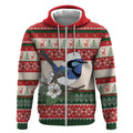 Aussie Fairy-wren Christmas Zip Hoodie Festive Knitted Pattern Inspired