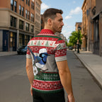 Aussie Fairy-wren Christmas Zipper Polo Shirt Festive Knitted Pattern Inspired