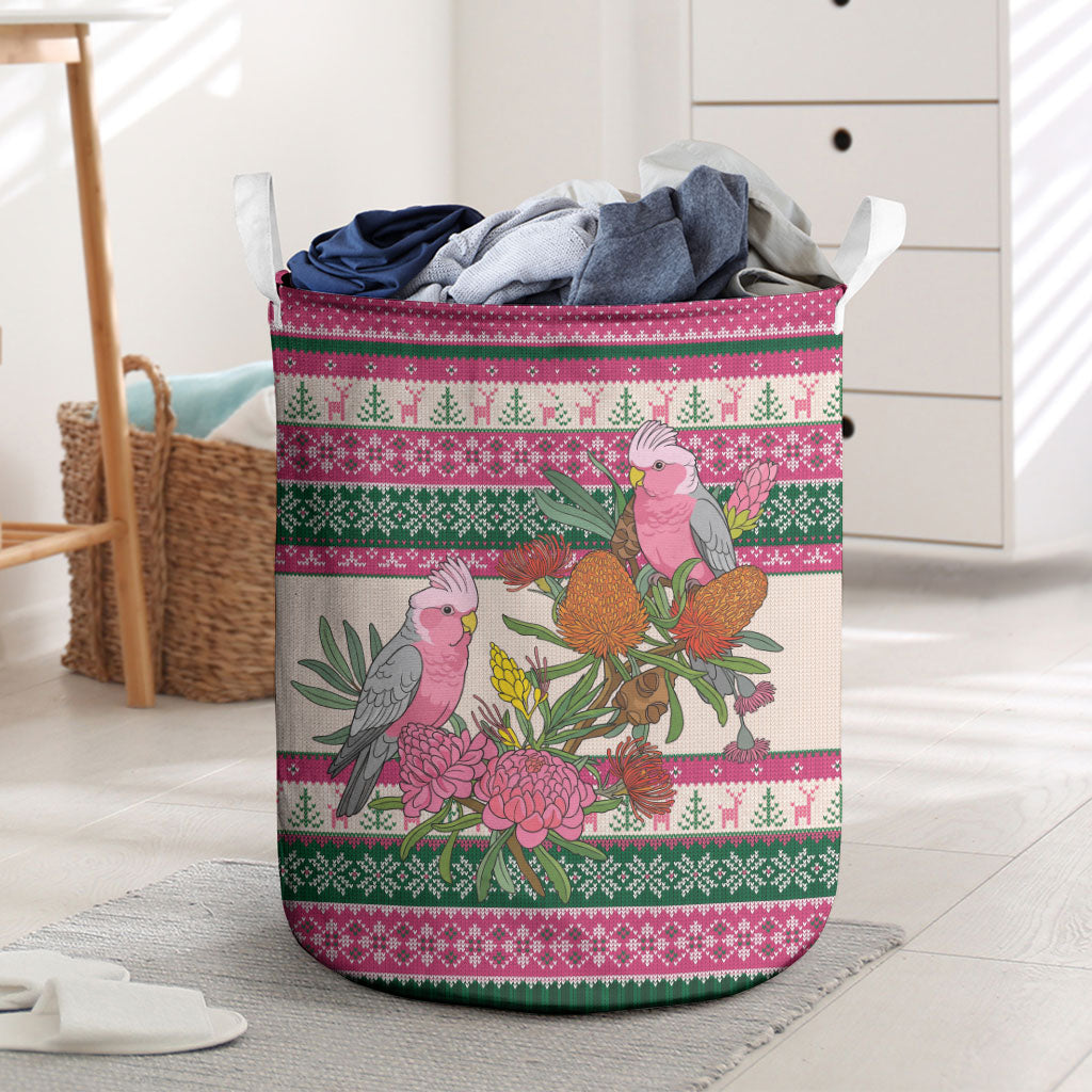 Aussie Galah Christmas Laundry Basket Festive Knitted Pattern Inspired