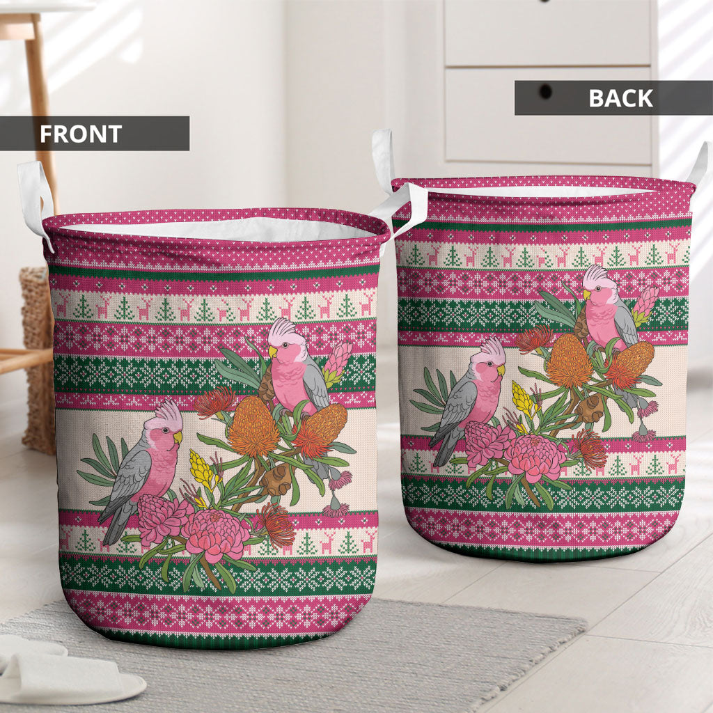 Aussie Galah Christmas Laundry Basket Festive Knitted Pattern Inspired