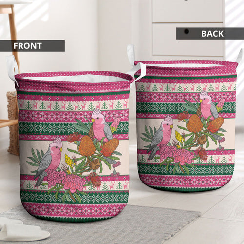 Aussie Galah Christmas Laundry Basket Festive Knitted Pattern Inspired