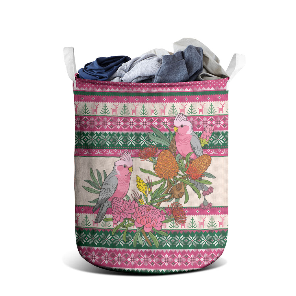 Aussie Galah Christmas Laundry Basket Festive Knitted Pattern Inspired