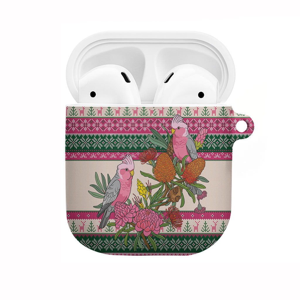 Aussie Galah Christmas AirPods Case Festive Knitted Pattern Inspired