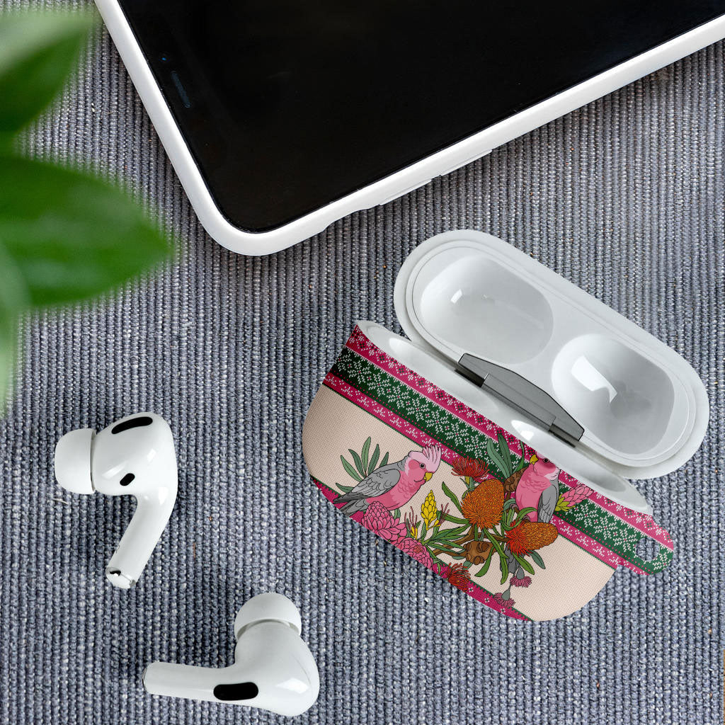 Aussie Galah Christmas AirPods Case Festive Knitted Pattern Inspired