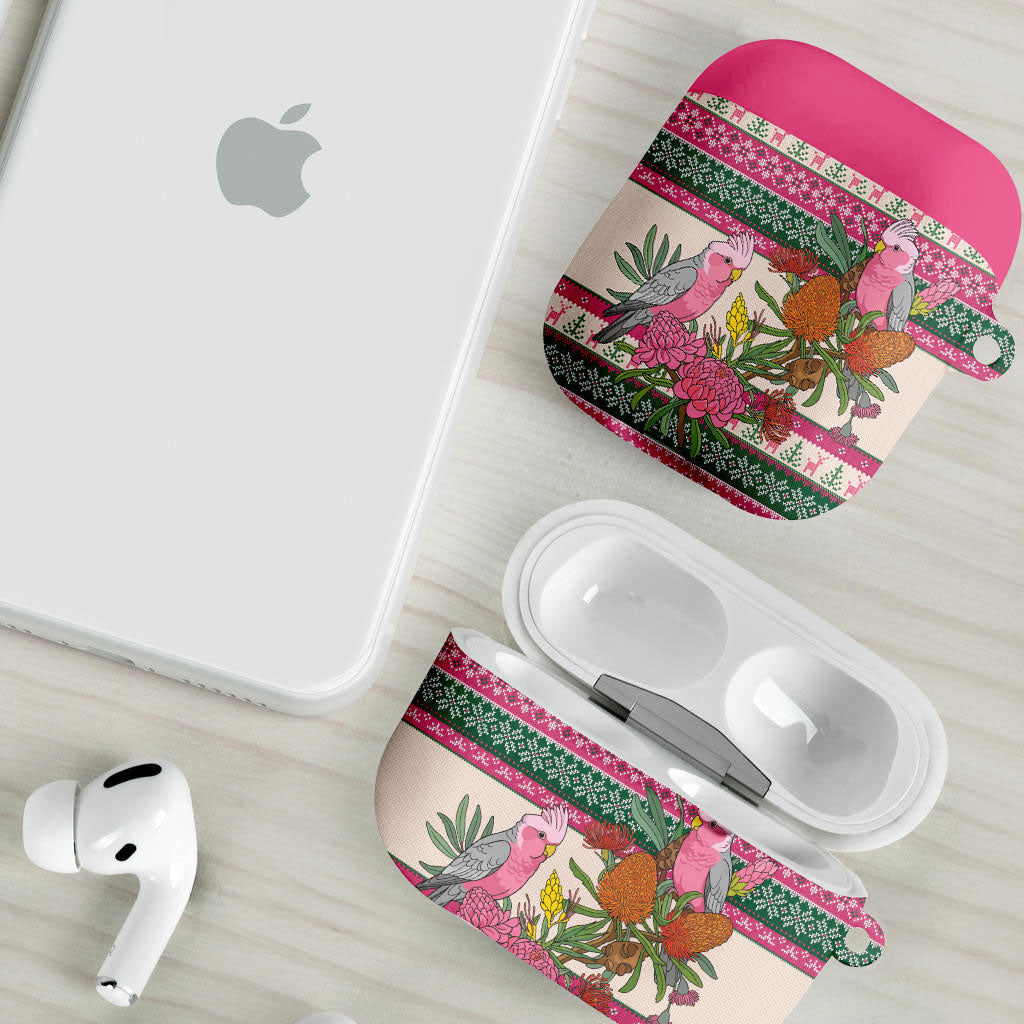 Aussie Galah Christmas AirPods Case Festive Knitted Pattern Inspired