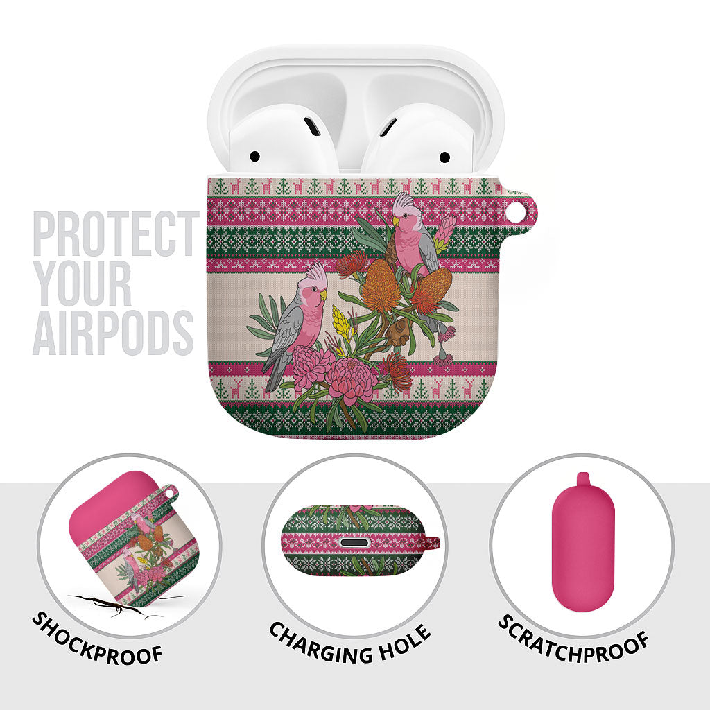 Aussie Galah Christmas AirPods Case Festive Knitted Pattern Inspired