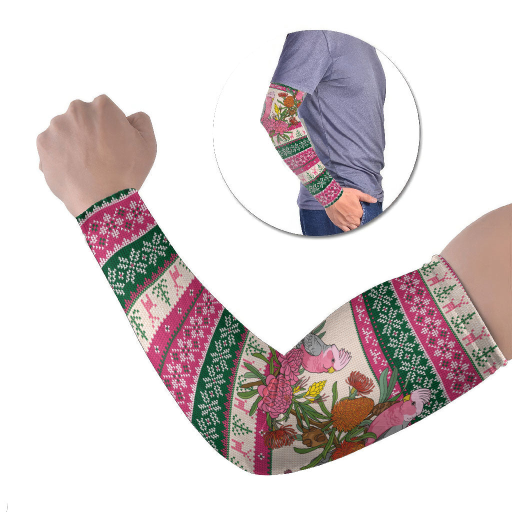 Aussie Galah Christmas Arm Sleeves Festive Knitted Pattern Inspired