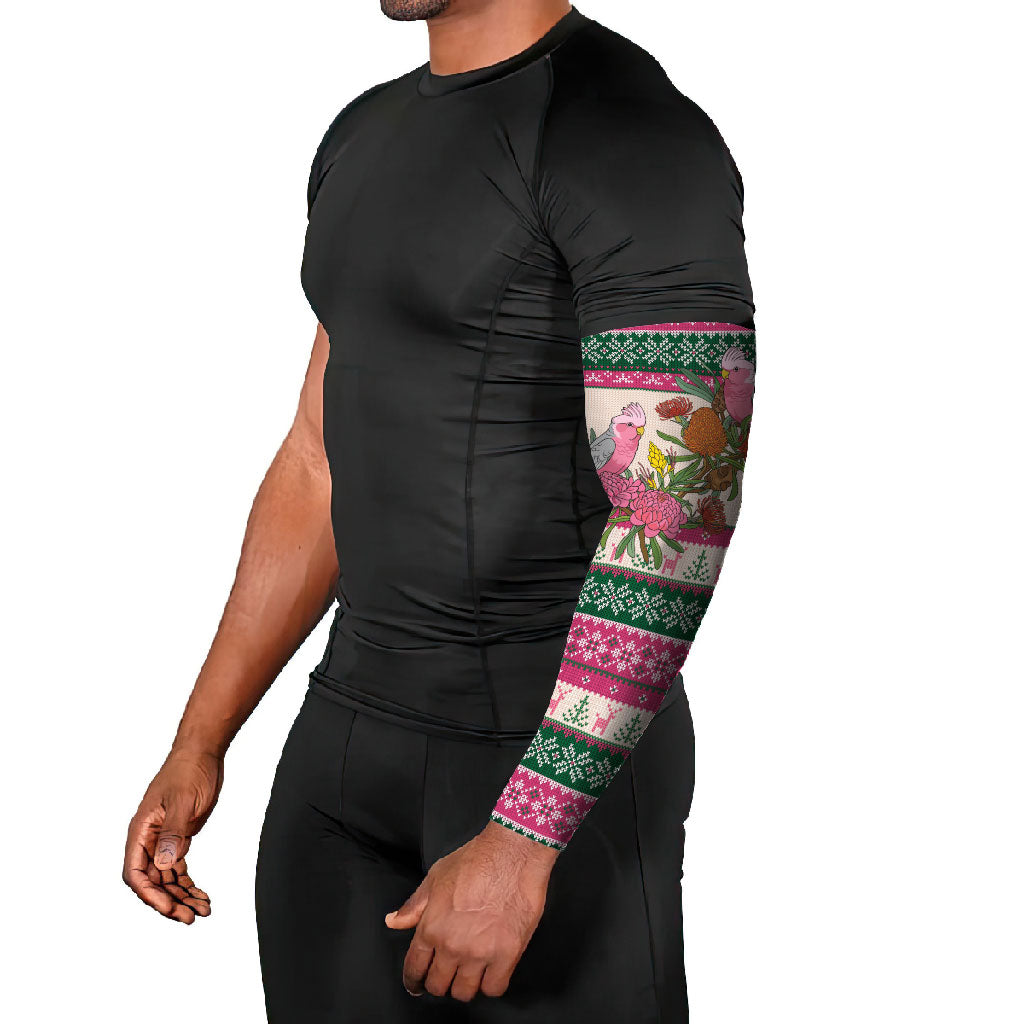 Aussie Galah Christmas Arm Sleeves Festive Knitted Pattern Inspired