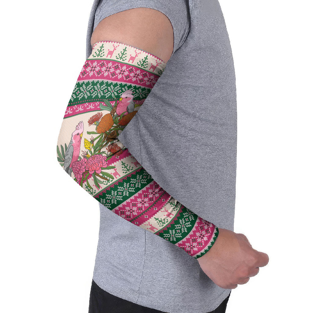 Aussie Galah Christmas Arm Sleeves Festive Knitted Pattern Inspired