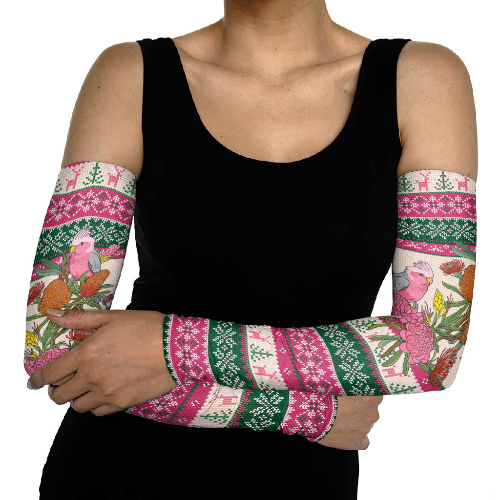 Aussie Galah Christmas Arm Sleeves Festive Knitted Pattern Inspired