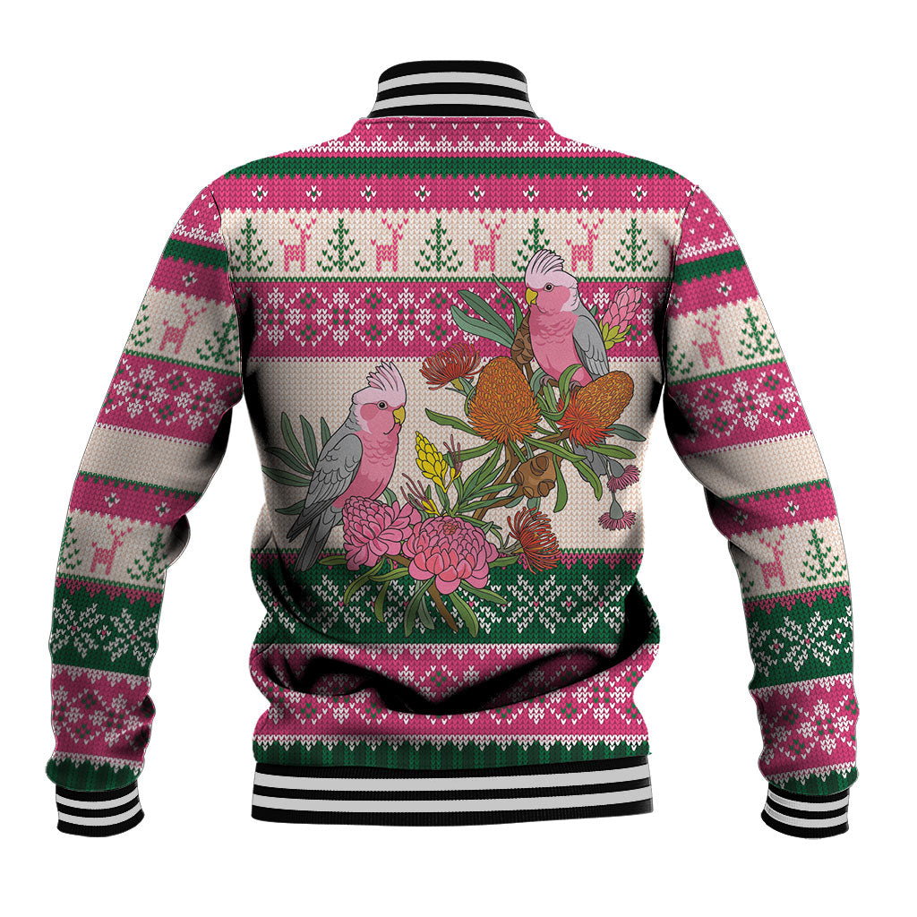 Aussie Galah Christmas Baseball Jacket Festive Knitted Pattern Inspired