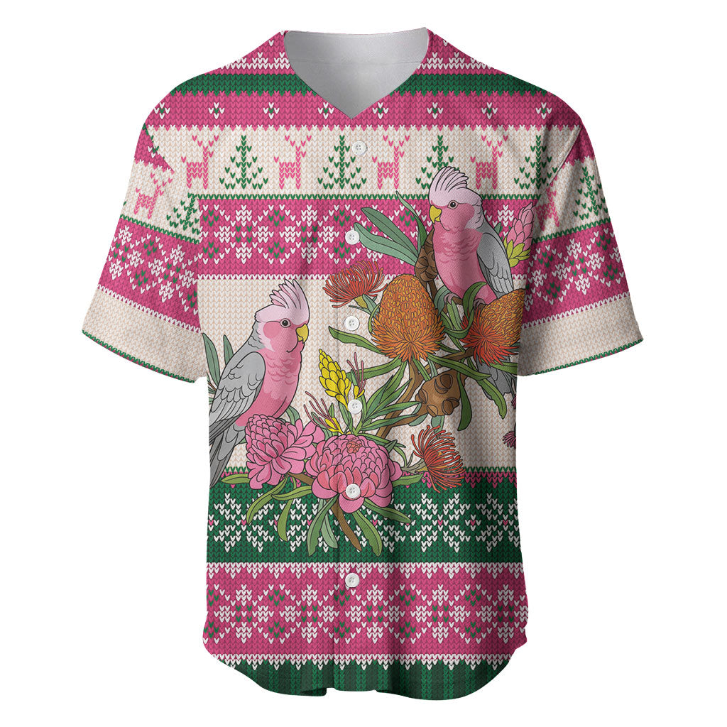 Aussie Galah Christmas Baseball Jersey Festive Knitted Pattern Inspired