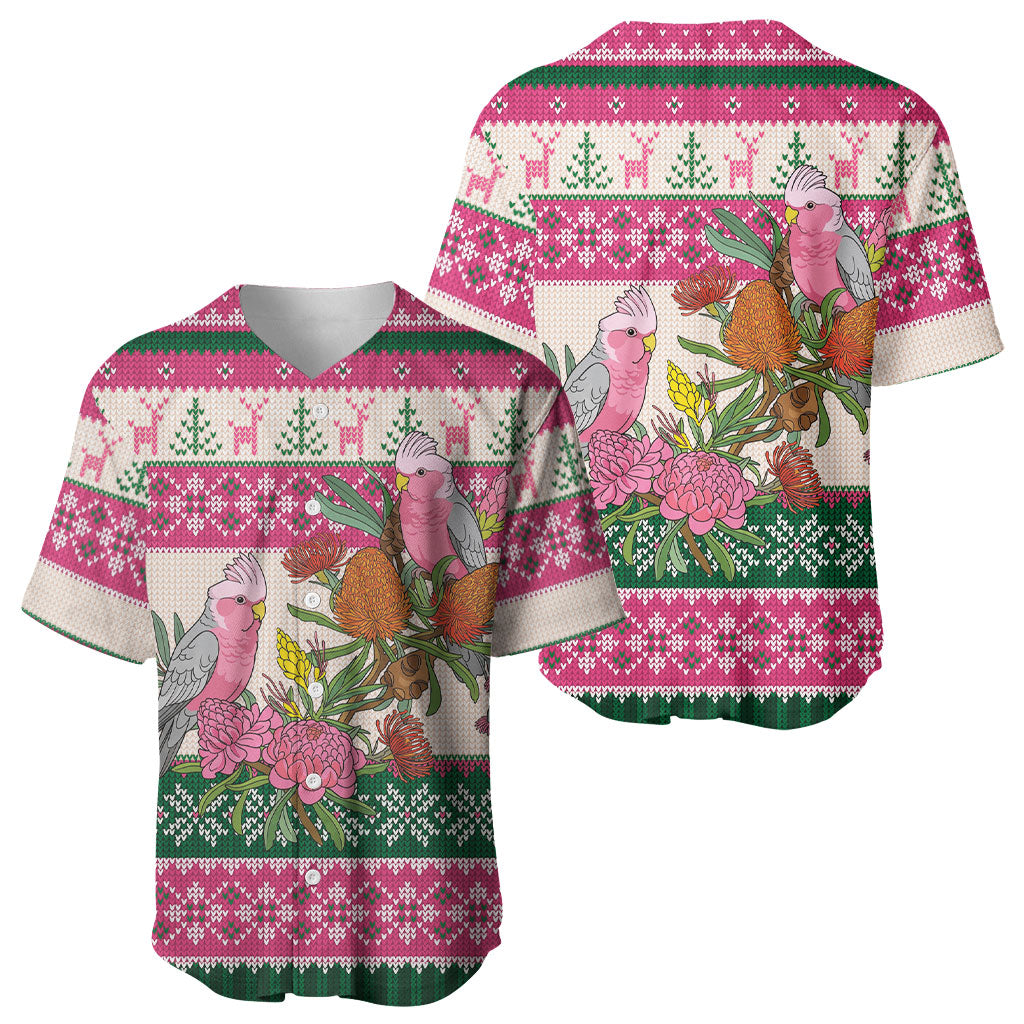 Aussie Galah Christmas Baseball Jersey Festive Knitted Pattern Inspired