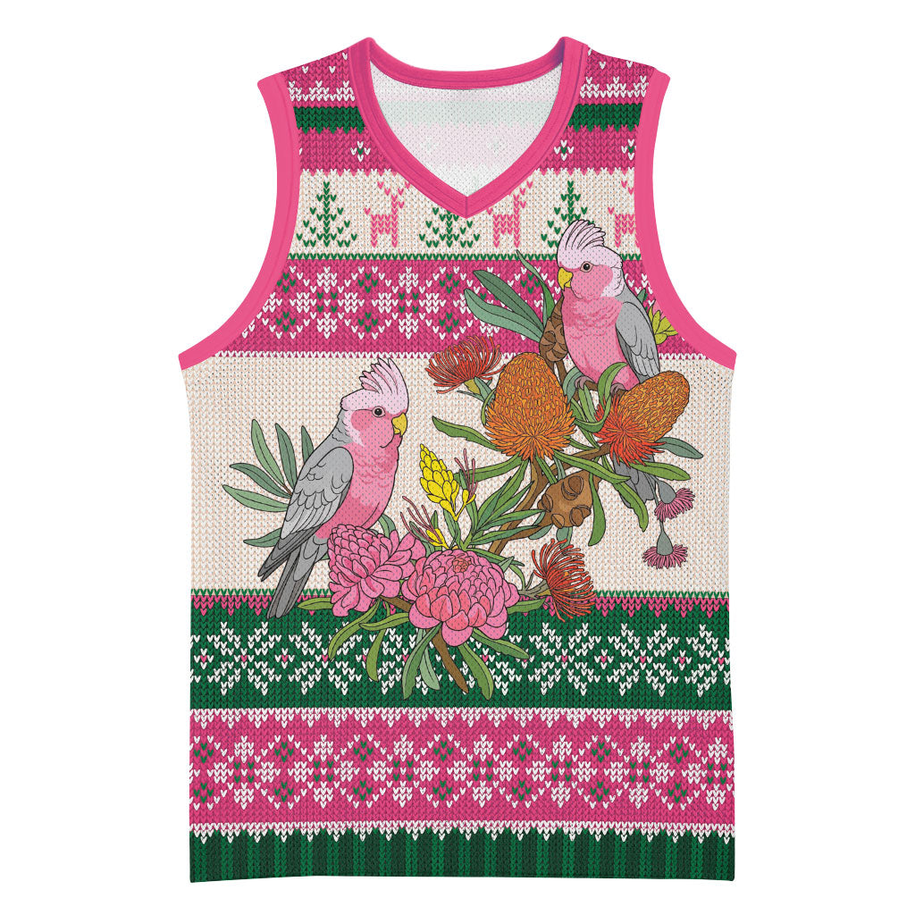 Aussie Galah Christmas Basketball Jersey Festive Knitted Pattern Inspired