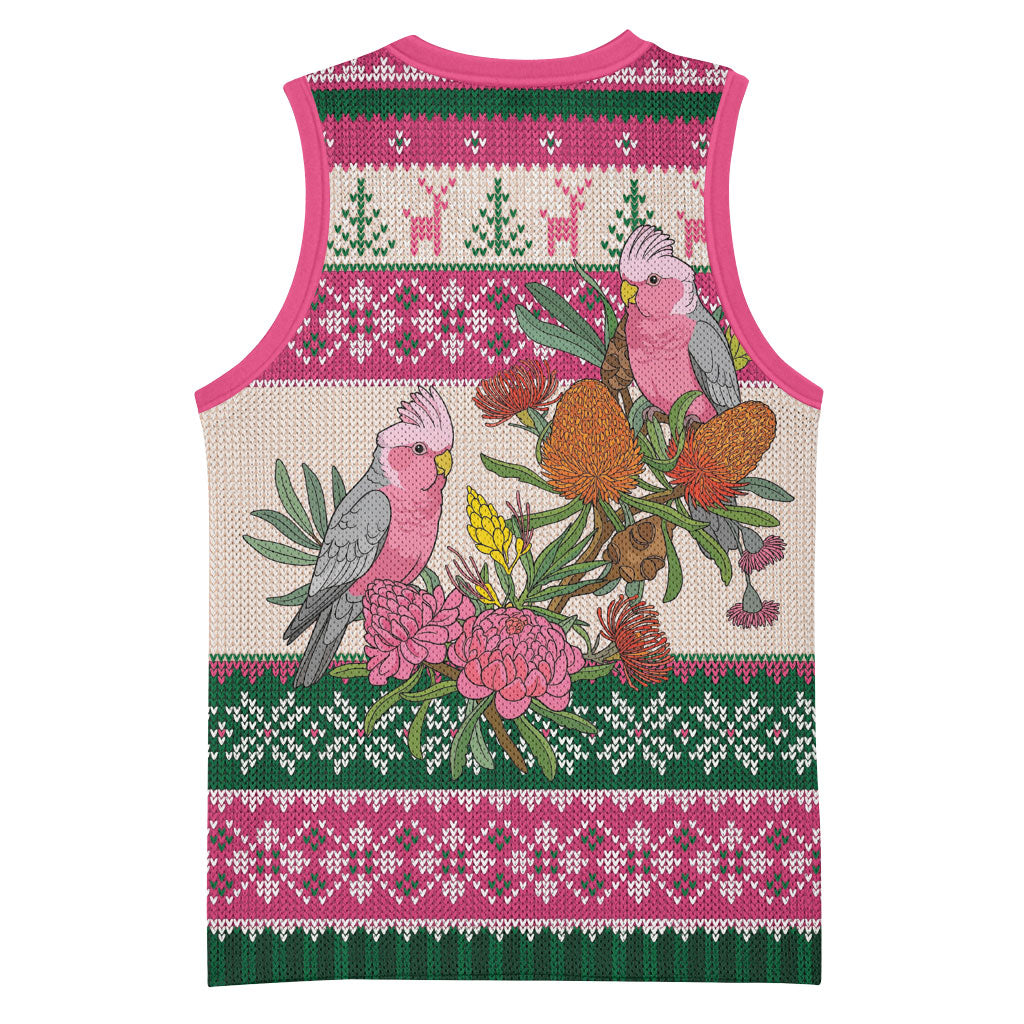 Aussie Galah Christmas Basketball Jersey Festive Knitted Pattern Inspired