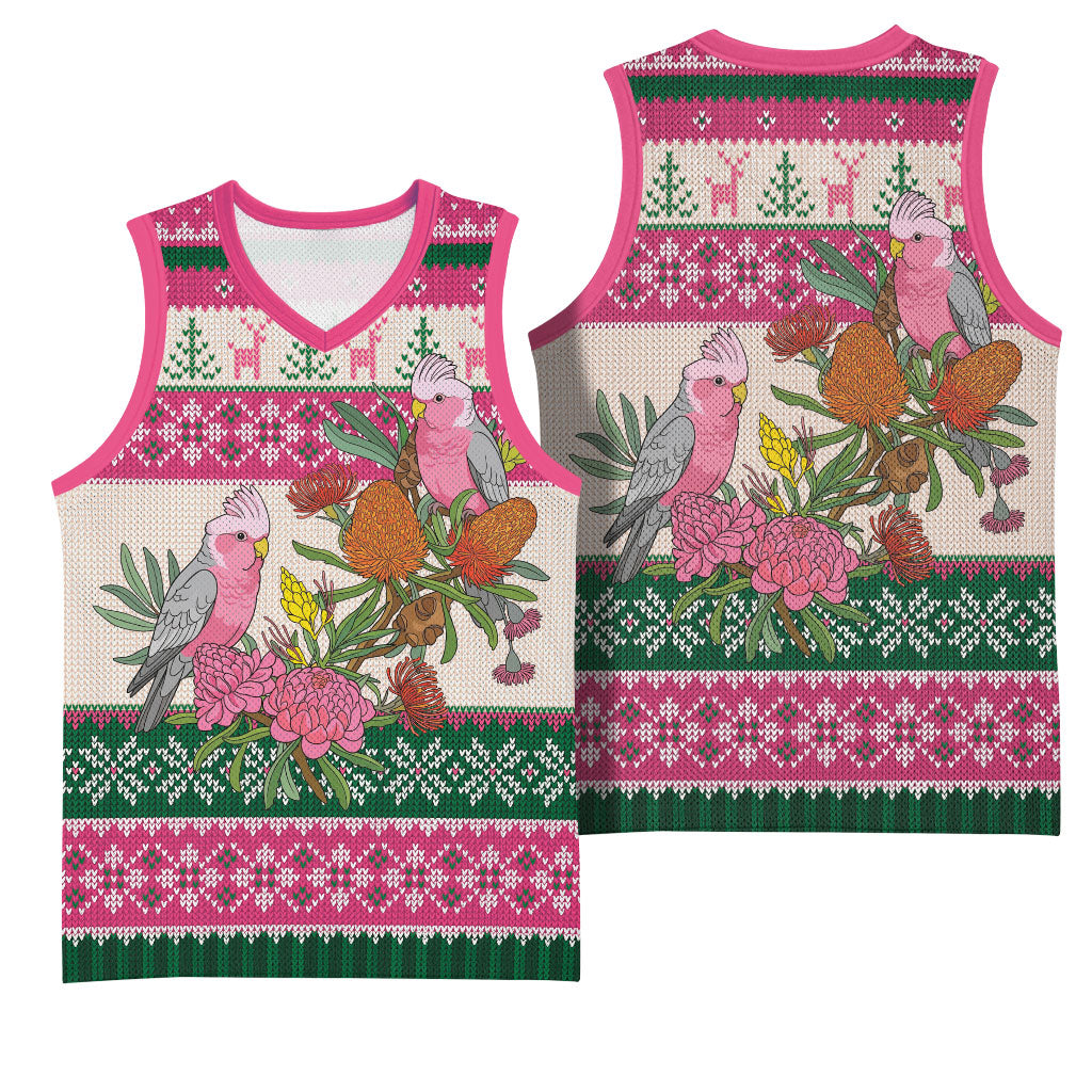 Aussie Galah Christmas Basketball Jersey Festive Knitted Pattern Inspired