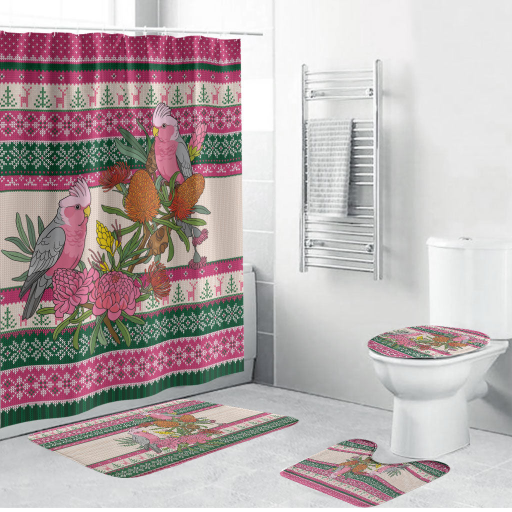 Aussie Galah Christmas Bathroom Set Festive Knitted Pattern Inspired