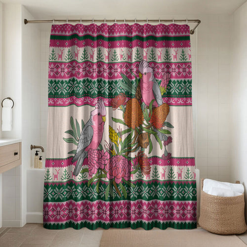 Aussie Galah Christmas Bathroom Set Festive Knitted Pattern Inspired
