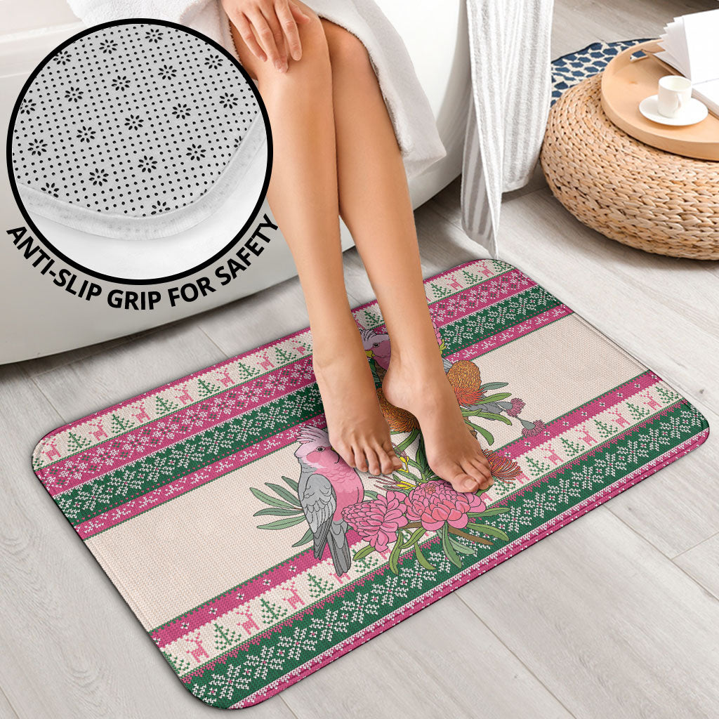 Aussie Galah Christmas Bathroom Set Festive Knitted Pattern Inspired