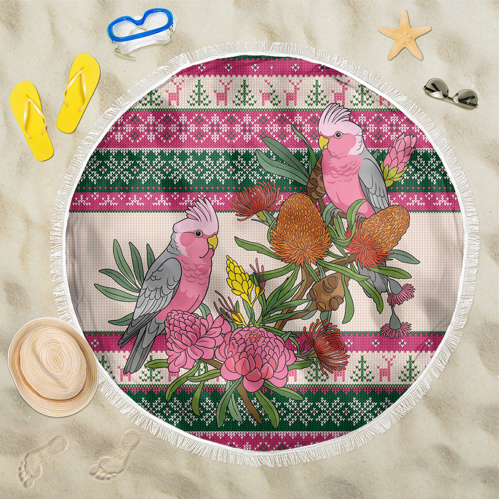 Aussie Galah Christmas Beach Blanket Festive Knitted Pattern Inspired