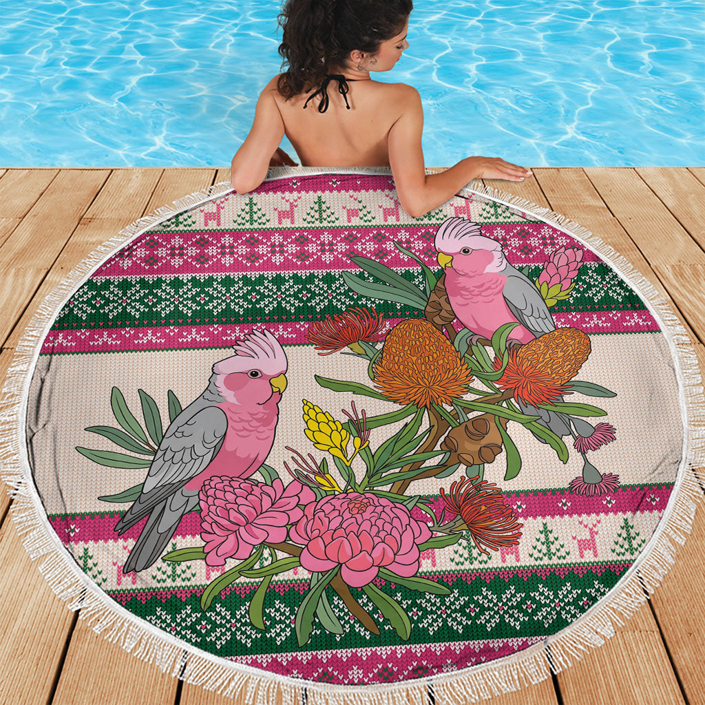 Aussie Galah Christmas Beach Blanket Festive Knitted Pattern Inspired