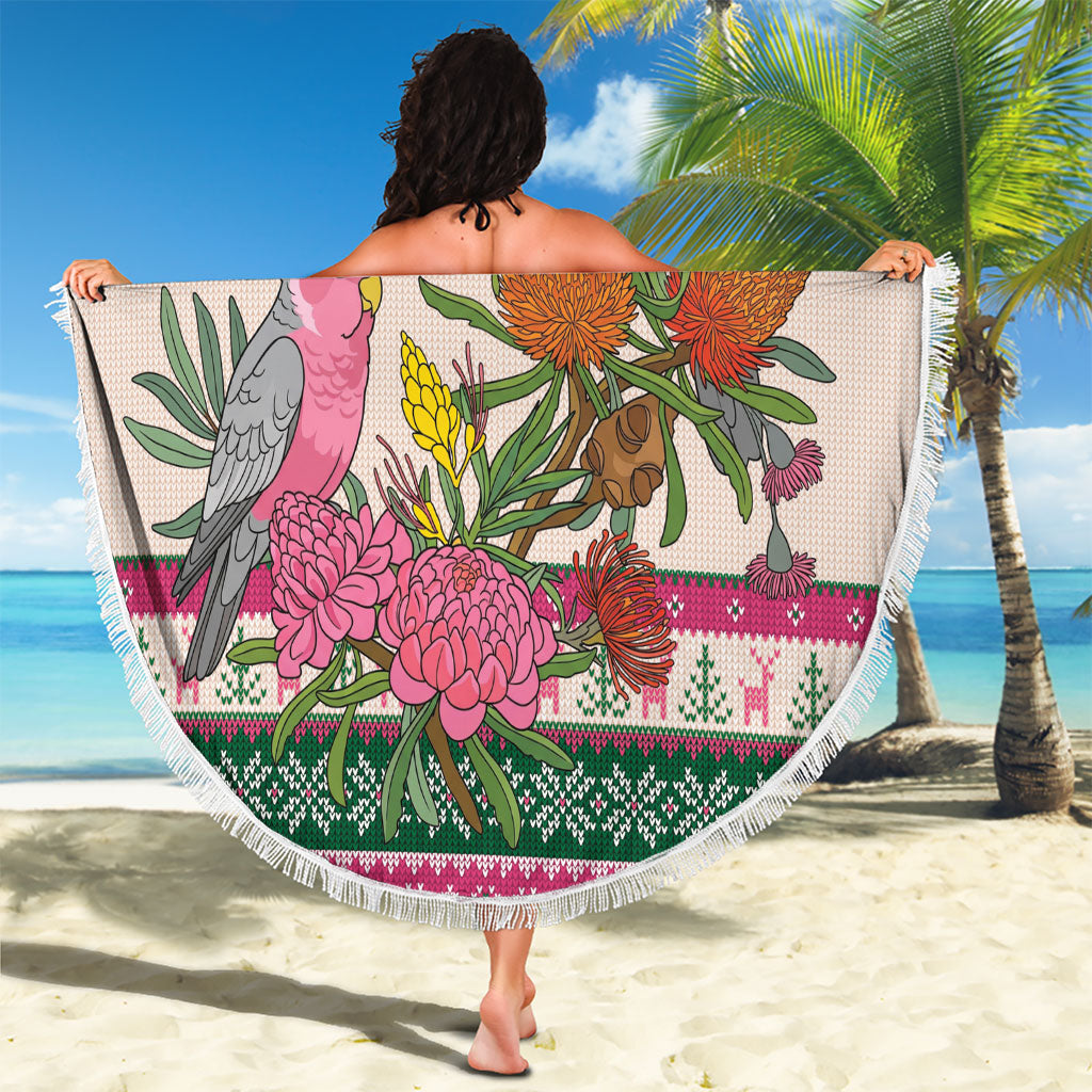Aussie Galah Christmas Beach Blanket Festive Knitted Pattern Inspired