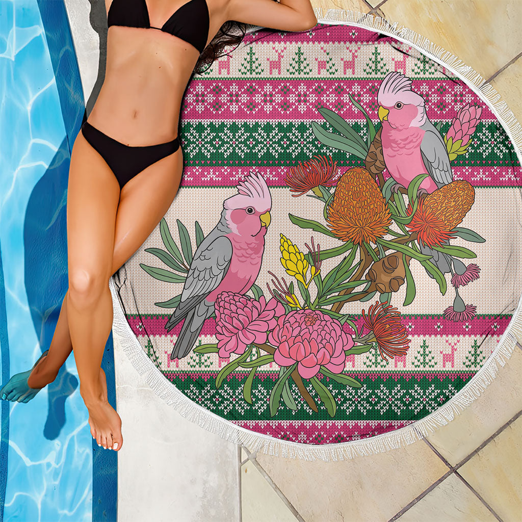 Aussie Galah Christmas Beach Blanket Festive Knitted Pattern Inspired