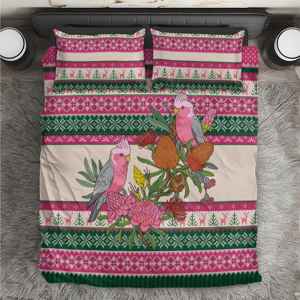 Aussie Galah Christmas Bedding Set Festive Knitted Pattern Inspired
