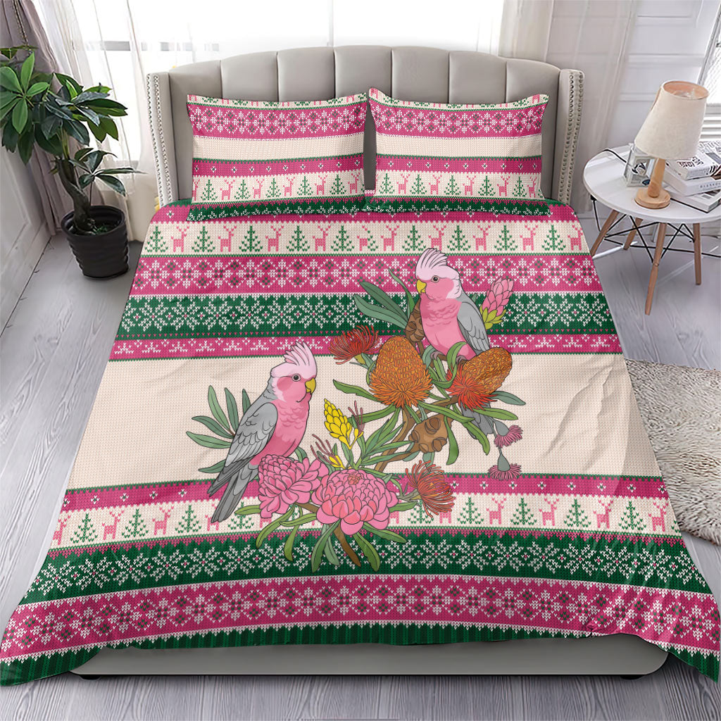 Aussie Galah Christmas Bedding Set Festive Knitted Pattern Inspired
