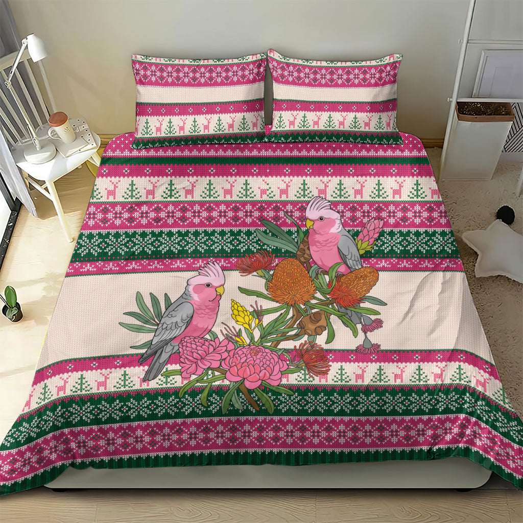 Aussie Galah Christmas Bedding Set Festive Knitted Pattern Inspired