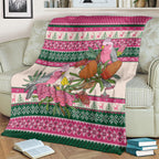 Aussie Galah Christmas Blanket Festive Knitted Pattern Inspired