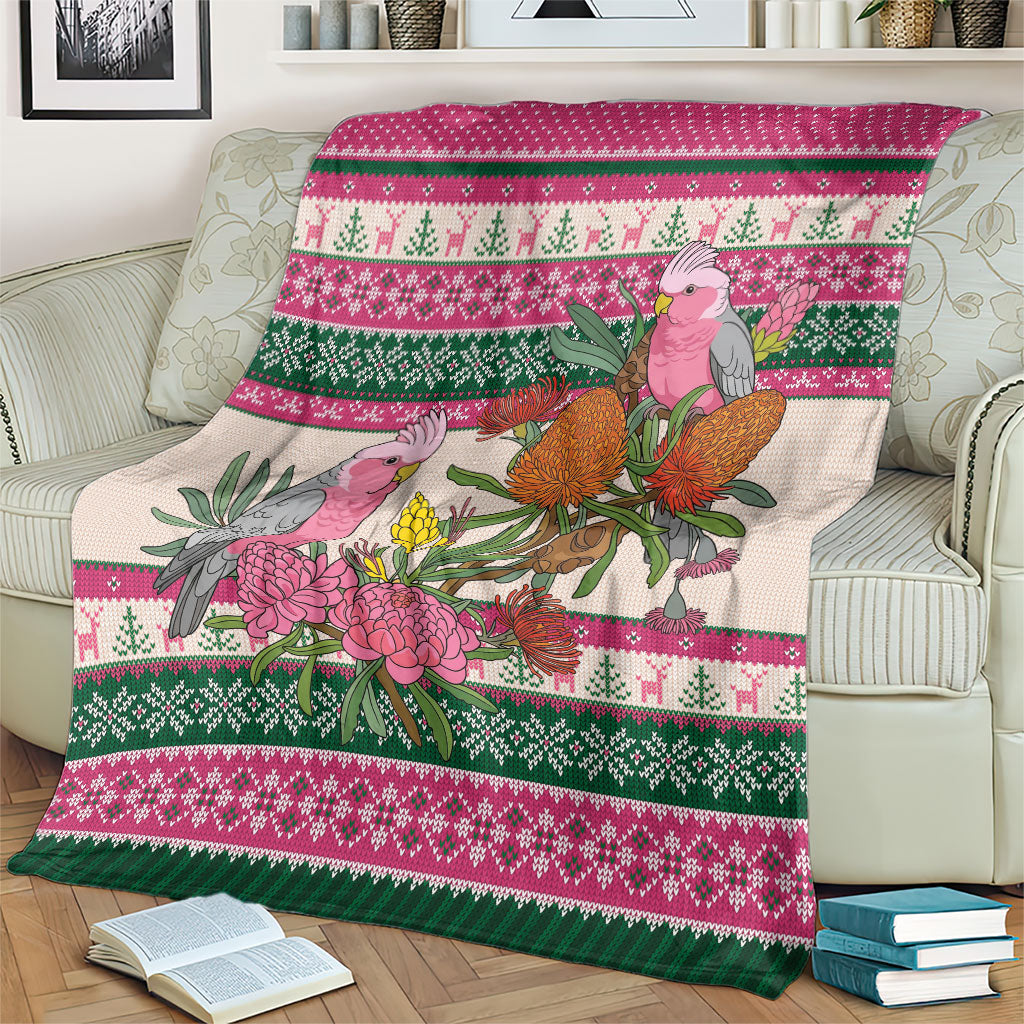 Aussie Galah Christmas Blanket Festive Knitted Pattern Inspired