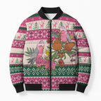 Aussie Galah Christmas Bomber Puffer Jacket Festive Knitted Pattern Inspired